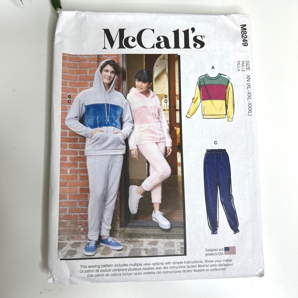McCalls M8249 Uncut Tops Pants Sweatshirt Hoodie Joggers Sewing Pattern XN